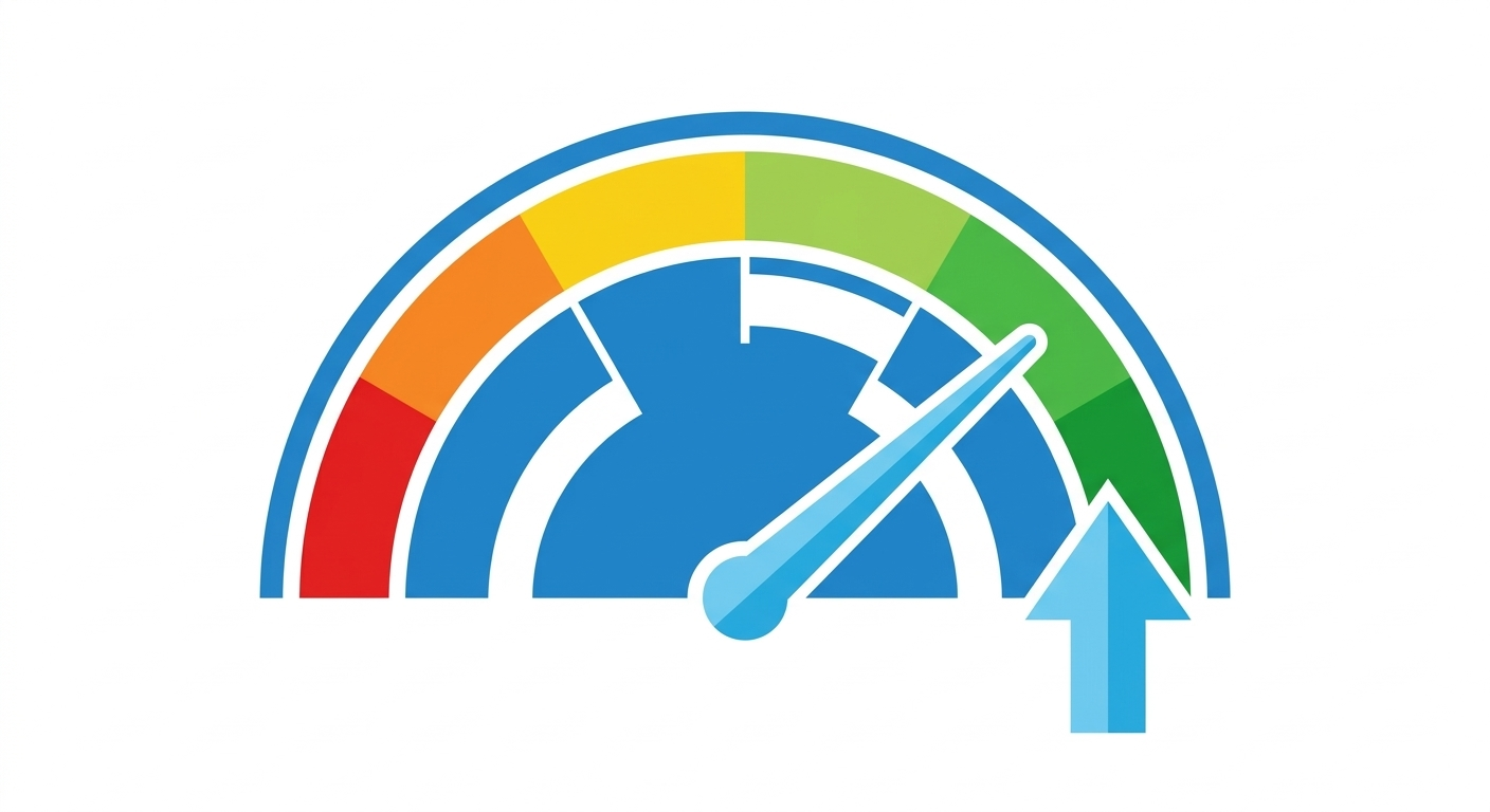 credit score gauge meter going from red to green with upward arrow
