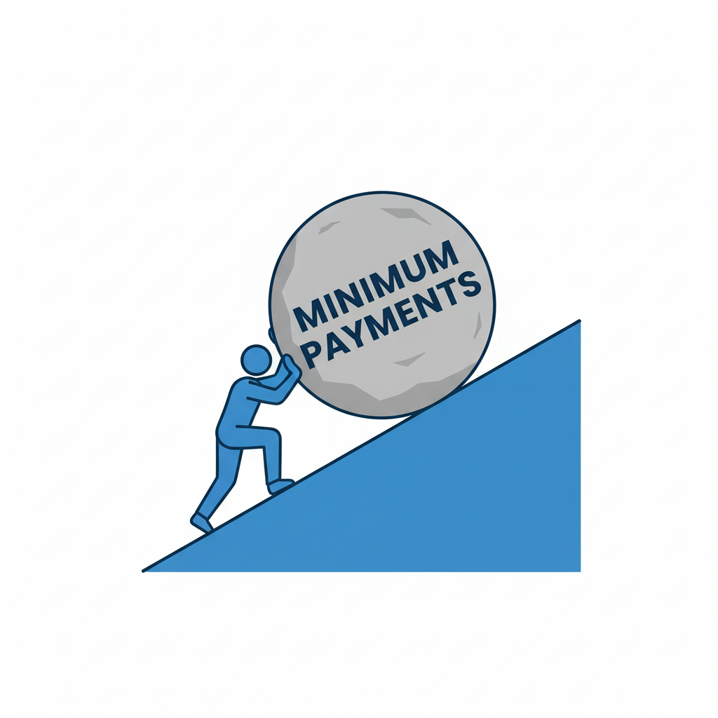 hamster wheel with credit card representing interest cycle trap