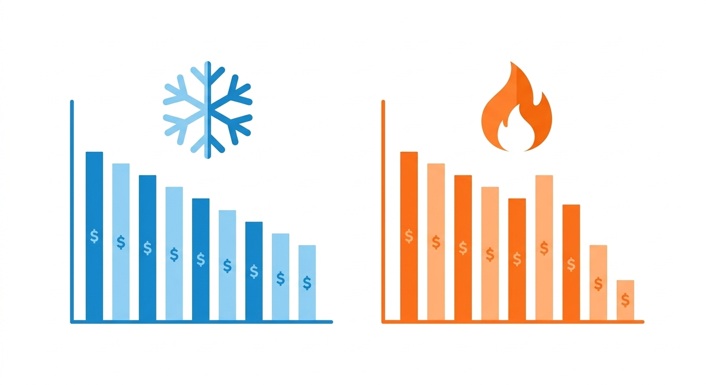 two bar charts comparing debt snowball and debt avalanche strategies